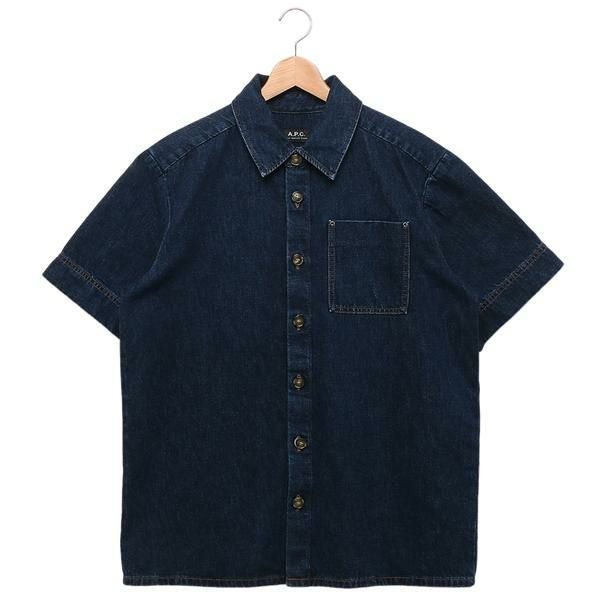 A.P.C. アーペーセー　ネイビー 半袖シャツ Lサイズ アーペーセー シャツ ブラウス デニムシャツ ブルー メンズ APC COGXR