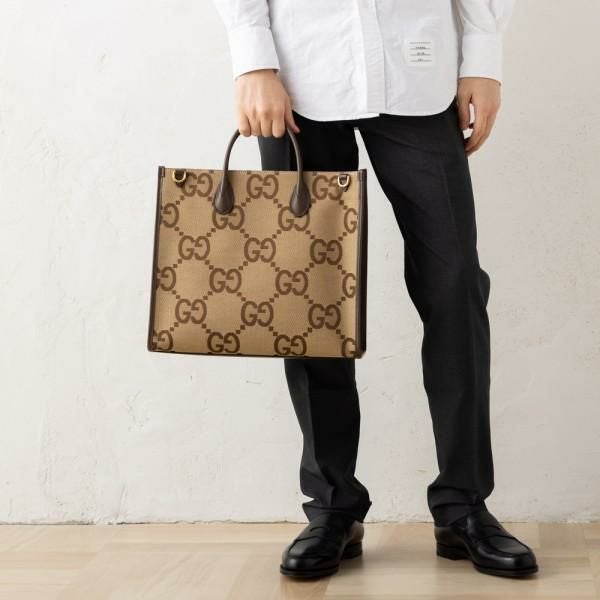 グッチ トートバッグ ジャンボGG キャンバス ブラウン メンズ GUCCI