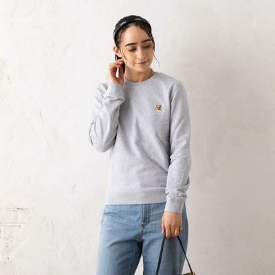 メゾンキツネ スウェット フォックスヘッド パッチ グレー レディース 