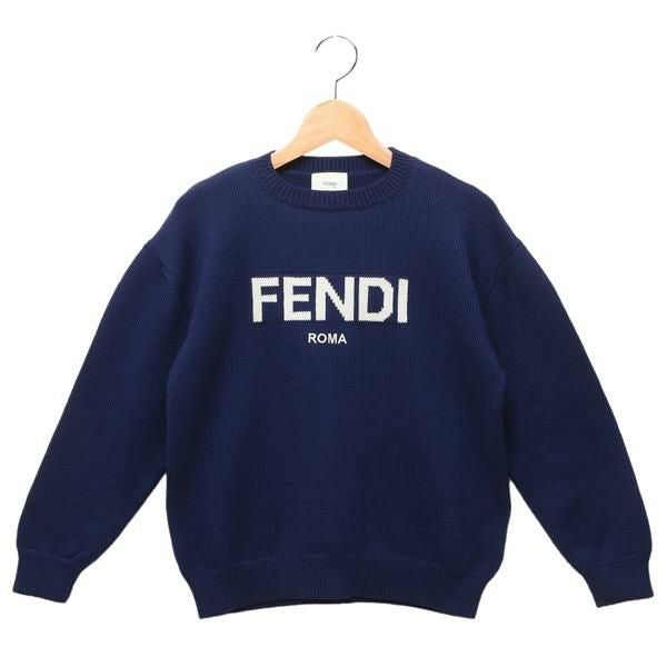 フェンディ 子供服 ニット セーター ネイビー ホワイト キッズ FENDI