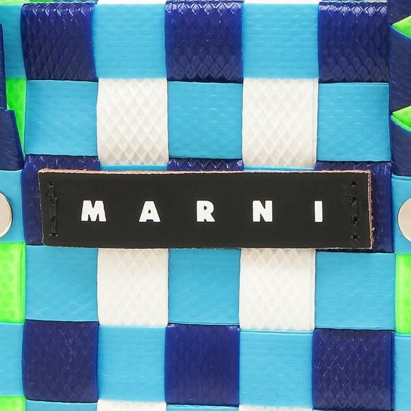 マルニ かごバッグ マルチカラー ウーブン マイクロ バスケット ブルー
