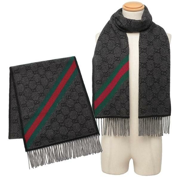❤美品箱付き❤GUCCI マフラー ストール ショール スカーフ❤ホワイト❤ GUCCI（グッチ） ストール メンズ レディース ウール100% GG柄