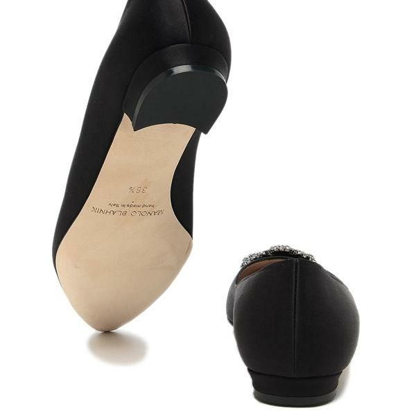 MANOLO BLAHNIK ハンギシ　フラットシューズ36 マノロブラニク パンプス ハンギシ フラットシューズ ブラック