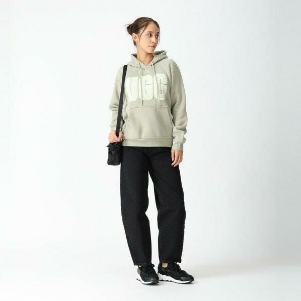 【UGG】パーカー  スウェット ロゴ フーディ ホワイト レディース UGG パーカー アグ レディース レイ フーディー Rey UGGfluff Logo