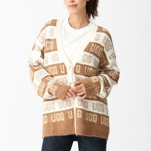 アグ カーディガン ボレロ UGG グラフィックロゴカーディガン ベージュ
