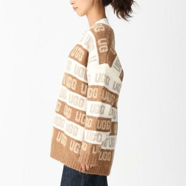 アグ カーディガン ボレロ UGG グラフィックロゴカーディガン ベージュ
