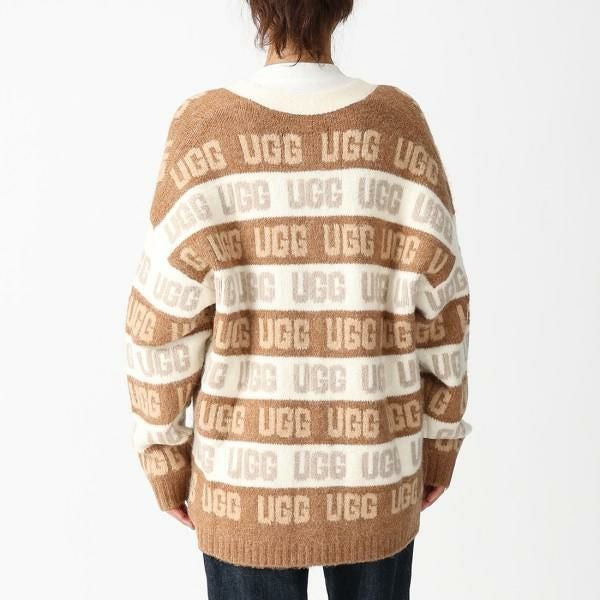 アグ カーディガン ボレロ UGG グラフィックロゴカーディガン ベージュ