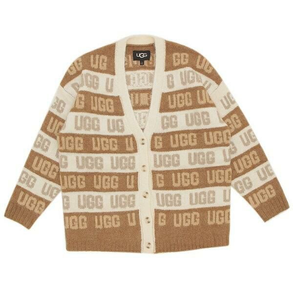 アグ カーディガン ボレロ UGG グラフィックロゴカーディガン ベージュ