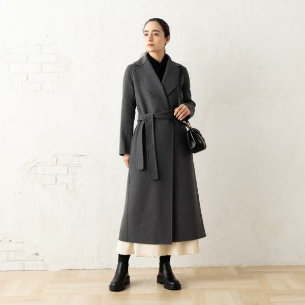 マックスマーラ コート ポルド ベルト付き グレー レディース Max Mara