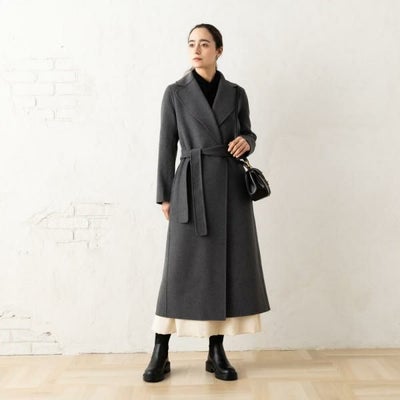 マックスマーラ コート ポルド ベルト付き グレー レディース Max Mara 