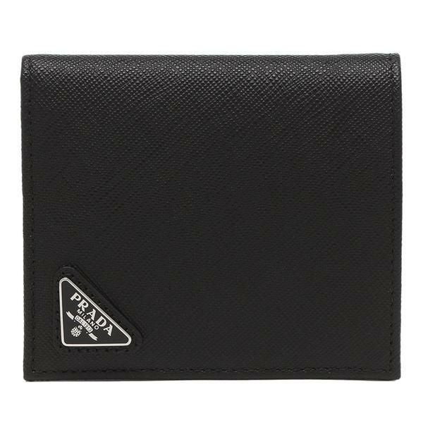 Maki ✨ PRADA フラップウォレット プラダ 二つ折り財布 トライアングル ブラック メンズ PRADA 2MO004