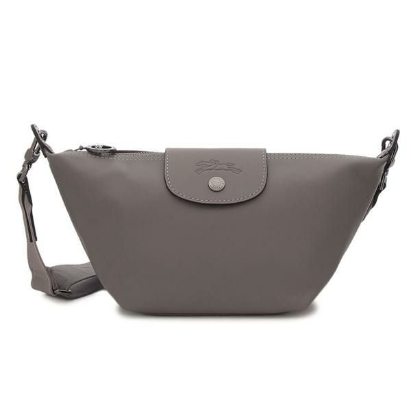【美品】ロンシャン　グレー　ショルダーバッグ ルプリアージュ ショルダーバッグ ハンドバッグ 2WAY ナイロン レザー
