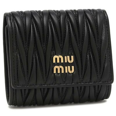 ミュウミュウ 三つ折り財布 ブラック レディース MIU MIU 5MH033 AFPP 