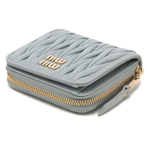 Miu Miu ブルー 二つ折り財布 miu miu（ミュウミュウ） 二つ折り財布 MATELASSE マテラッセ 5ML225