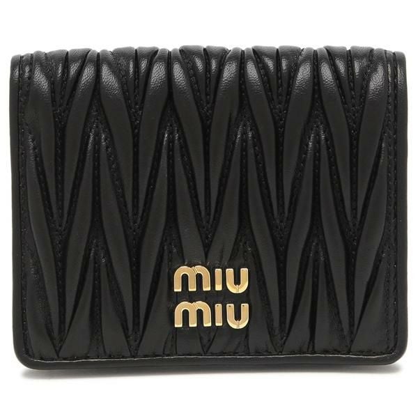 miumiu 財布 二つ折り ブラック マテラッセ ミュウミュウ 二つ折り財布 マテラッセ ブラック レディース MIU MIU