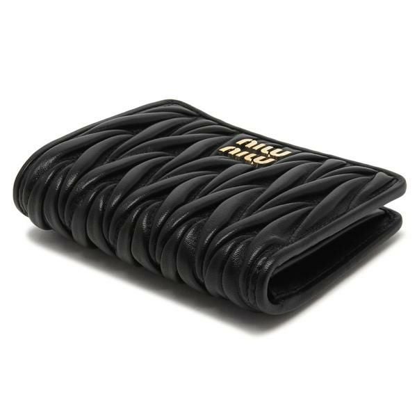 ミュウミュウ 二つ折り財布 マテラッセ ブラック レディース MIU MIU