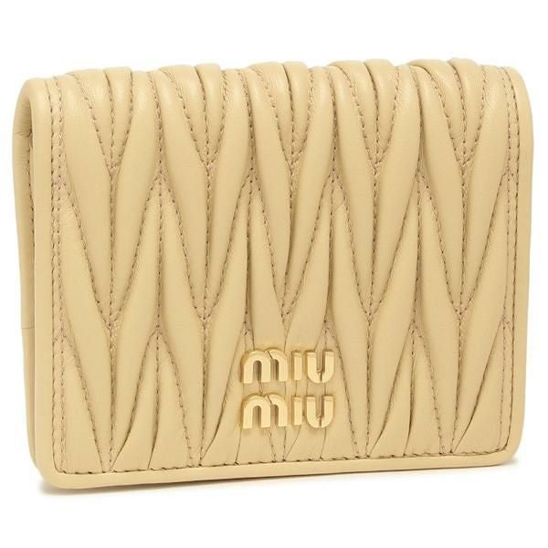 ミュウミュウ 二つ折り財布 マテラッセ ベージュ レディース MIU MIU