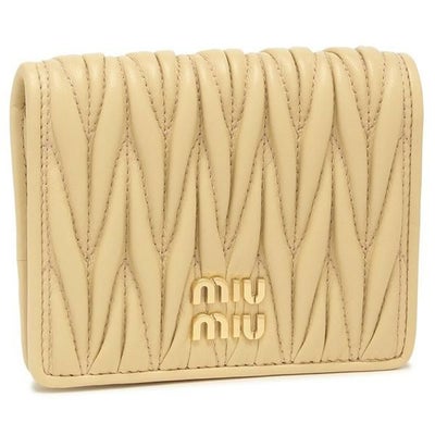 ミュウミュウ 二つ折り財布 マテラッセ ベージュ レディース MIU MIU 