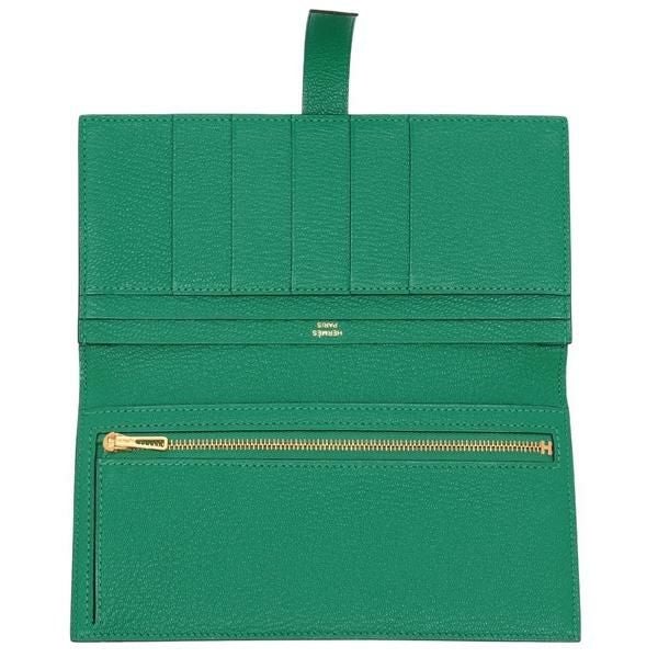 専用 美品 HERMES エルメス リズム スクエアプレート グリーンプレート エルメス 長財布 ベアンスフレ ミント U刻印 グリーン レディース