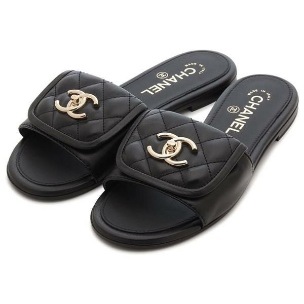 シャネル サンダル ミュール CCロゴ ブラック レディース CHANEL