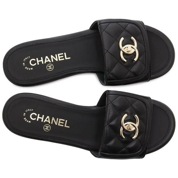 シャネル サンダル ミュール CCロゴ ブラック レディース CHANEL