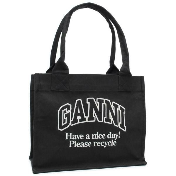 SALE！訳ありガニーGANNIブラック編み込みハンドルトートバッグ ガニー トートバッグ ブラック レディース GANNI A6647 252 A4対応 | AXES