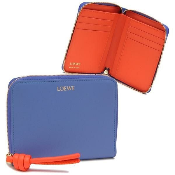 ロエベ 二つ折り財布 ノット コンパクト ミニ財布 ブルー レディース