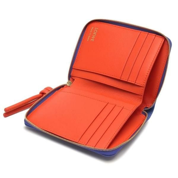 LOEWE レザーノート ロエベ 二つ折り財布 ノット コンパクト ミニ財布 ブルー レディース