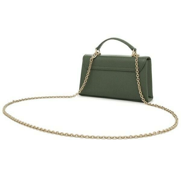 4美品★FURLAフルラ★ファーチャーム付2Way本革ショルダーバッグ★カーキ 6564-0042-de3.jpg