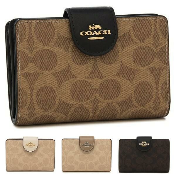 コーチ アウトレット 二つ折り財布 シグネチャー コーテッド