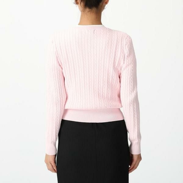 極美品 ラルフローレン ケーブルニット カーディガン ネイビー ピンク ポニー POLO RALPH LAUREN（ポロ・ラルフローレン） ポロ ラルフローレン