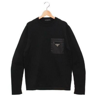 プラダ ニット セーター トライアングルロゴ ブラック メンズ PRADA 