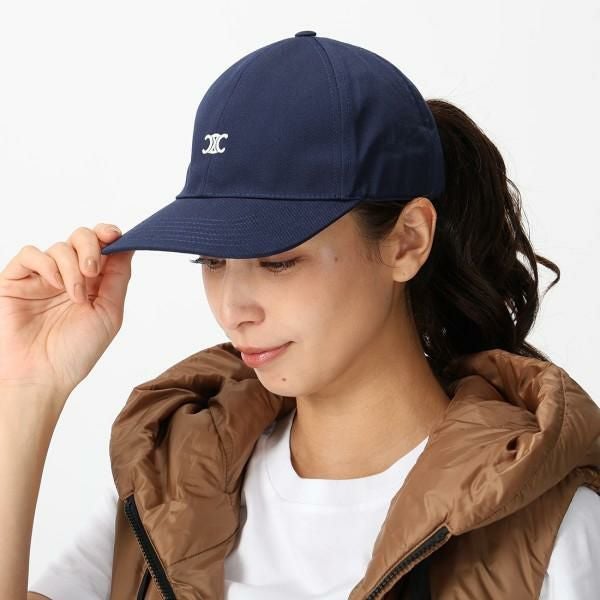 セリーヌ キャップ ベースボール トリオンフ ギャバジン ネイビー