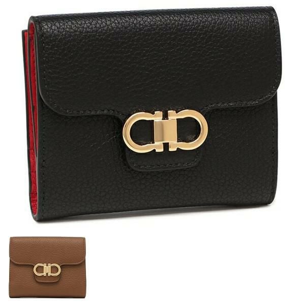 ABランク【フェラガモ】二つ折り財布/683350/ガンチーノ/クリップ/ガンチーニ/ブラック/Salvatore Ferragamo/レディ－ス FERRAGAMO（フェラガモ） 二つ折り財布 THE GANCINI ガンチーニ 22