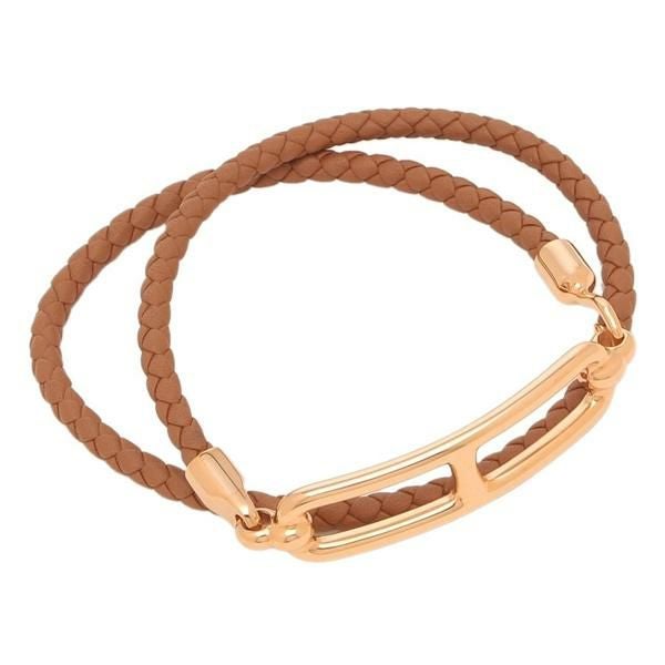 エルメス　HERMES ブレスレット　バングル エルメス ブレスレット バングル ジャンボ H シルバー金具 ナチュラル
