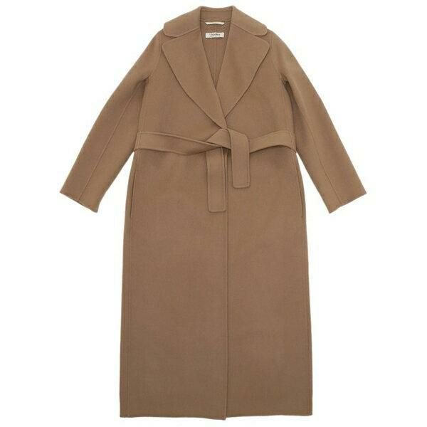 タグつき SPORTMAXマックスマーラ ラムレザー ロングコート ベルト ML Max Mara（マックスマーラ） コート ポルド ベルト付き グレー