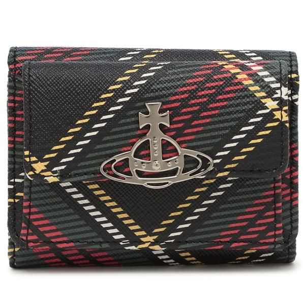 ヴィヴィアンウエストウッド 三つ折り財布 チェック柄 レッド マルチ