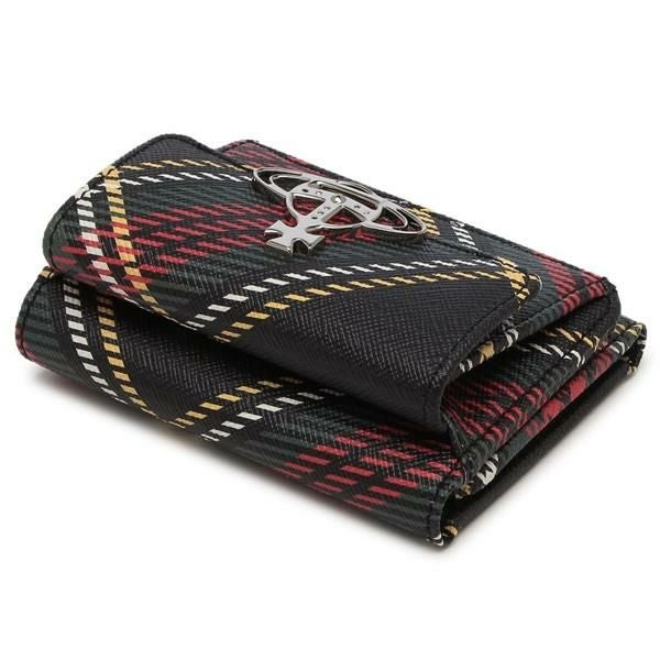 ヴィヴィアンウエストウッド 三つ折り財布 チェック柄 レッド マルチ