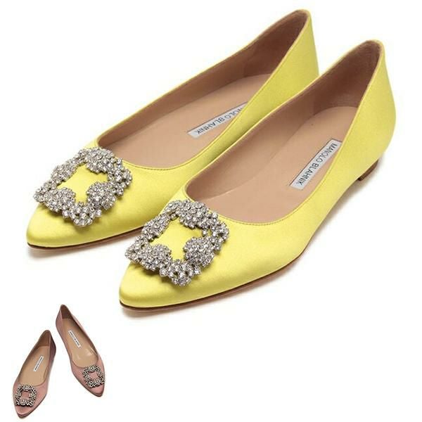 マノロブラニク パンプス ハンギシフラット ジュエルバックル