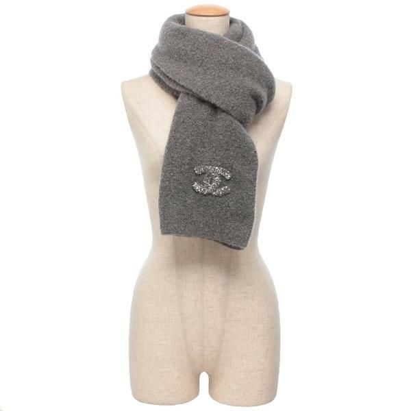 シャネル マフラー ストール CCマーク ココマーク グレー レディース