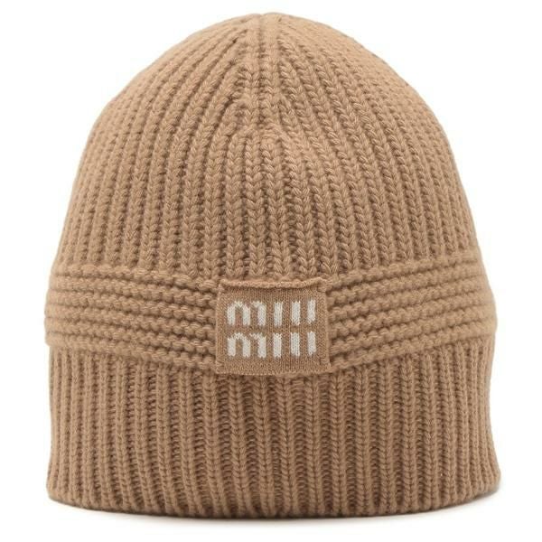 ミュウミュウ ニット帽 ビーニー カシミア ベージュ レディース MIU