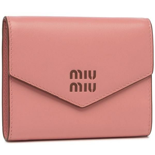 MIU MIU ピンク 二つ折り財布 ミュウミュウ 三つ折り財布 ピンク ブラウン レディース MIU MIU