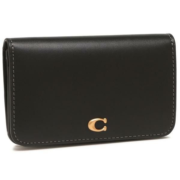 コーチ 三つ折り財布 カードフォルダーウォレット ブラック レディース