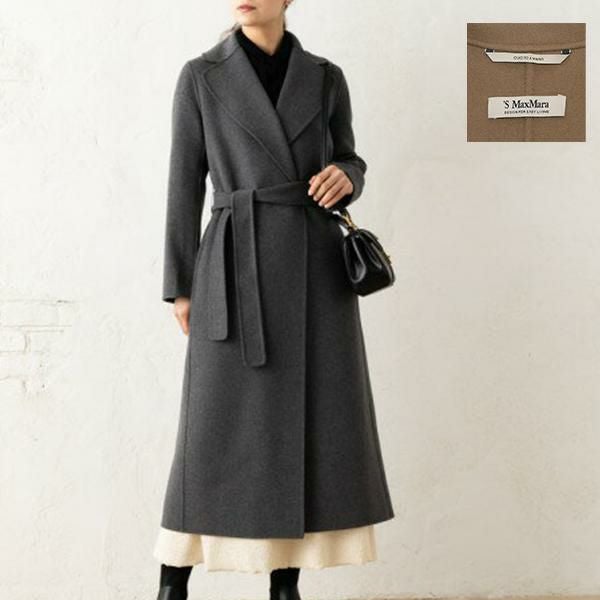 高級感✨マックスマーラ ロングコート ベルト Aライン 黒 38 M 裏地総柄 MAXMARA WEEKEND LINE（マックスマーラウィークエンドライン