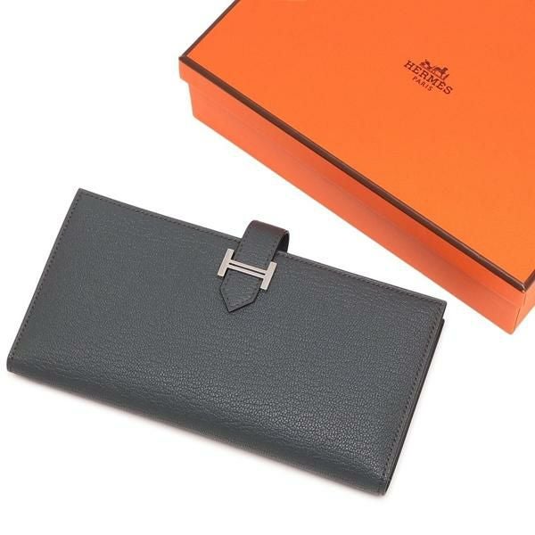 エルメス 長財布 ベアンスフレ シェーヴルミゾール K刻印 カーボン