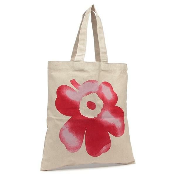 マリメッコ トートバッグ ウニッコ 花柄 レッド ホワイト レディース