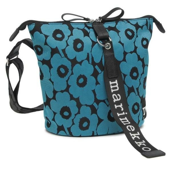 マリメッコ ショルダーバッグ ウニッコ 花柄 ブルー ブラック