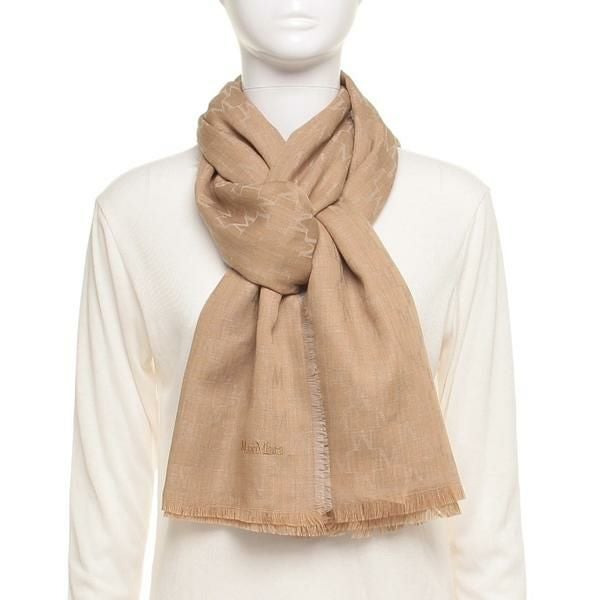 Max Mara★ MAX&CO. 大判ストール マフラー ロゴエンブロイダリー Max Mara（マックスマーラ） マフラー SCILLI レディース ピュアウール