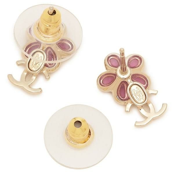 シャネル ピアス フラワーモチーフ 花 CCマーク ココマーク ピンク