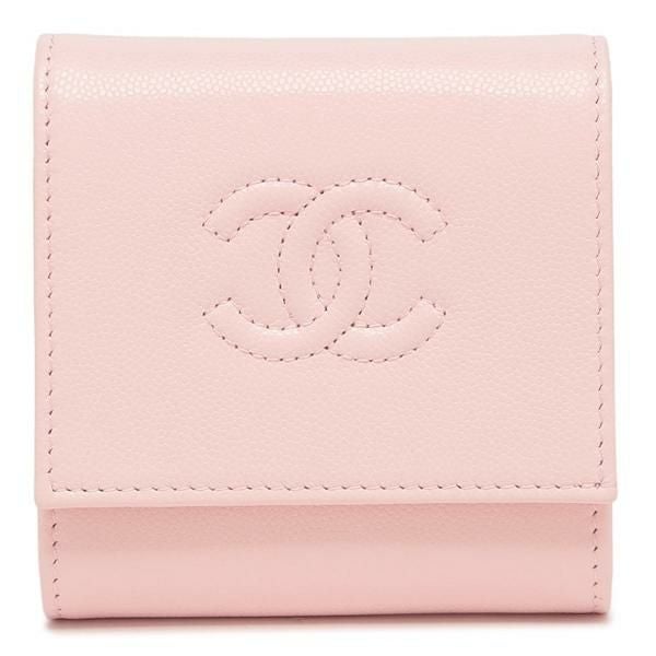シャネル 二つ折り財布 ミニ財布 CCマーク ココマーク ピンク